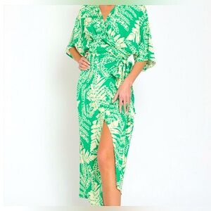 NWT - Kimono Wrap Style Dress with a Tropical Flare